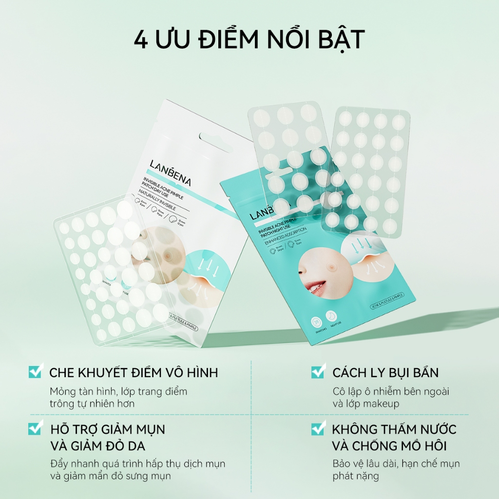 LANBENA Miếng Dán Hỗ Trợ Giảm Mụn Ban Đêm  Cao Cấp Skincare
