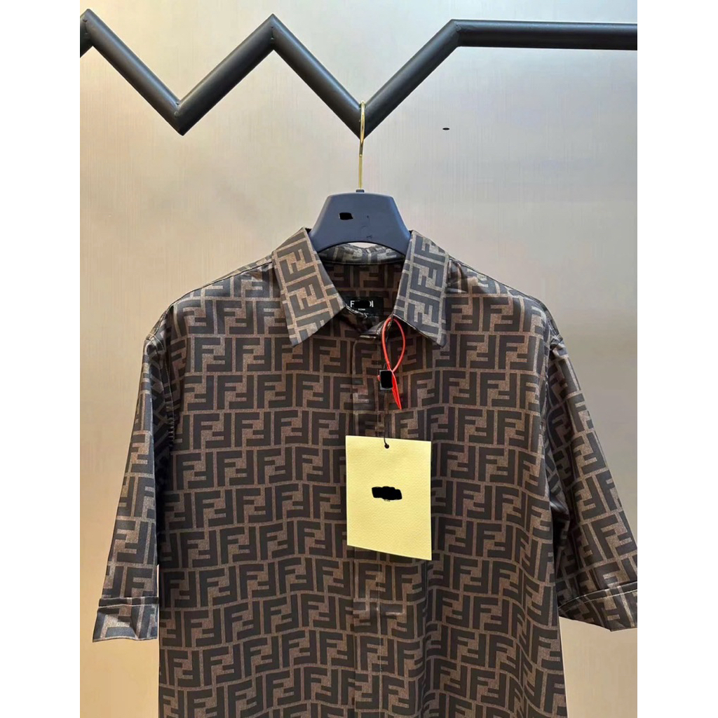 ⚡️[Hight Quality] Áo Sơ Mi F Nam Nữ Brown Shirts - Điểm Nhấn F Phối Màu Nâu Đen Sang Trọng Đơn Giản Loại 1