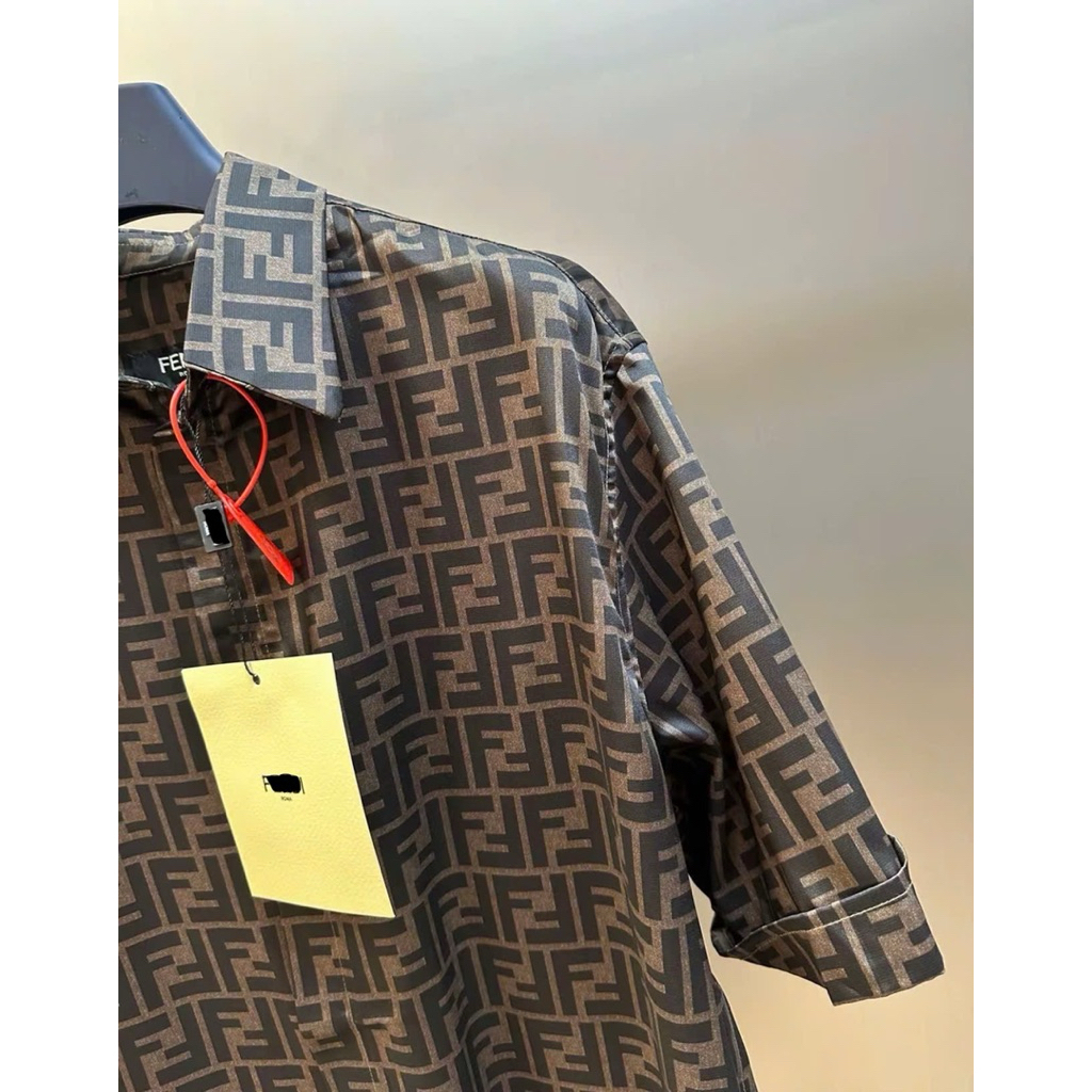 ⚡️[Hight Quality] Áo Sơ Mi F Nam Nữ Brown Shirts - Điểm Nhấn F Phối Màu Nâu Đen Sang Trọng Đơn Giản Loại 1