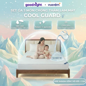Bảo vệ nệm diều hòa Amando Cool Guard - Set chống thấm 3 món, vỏ gối chống thấm, ga chống thấm (nệm <35cm)