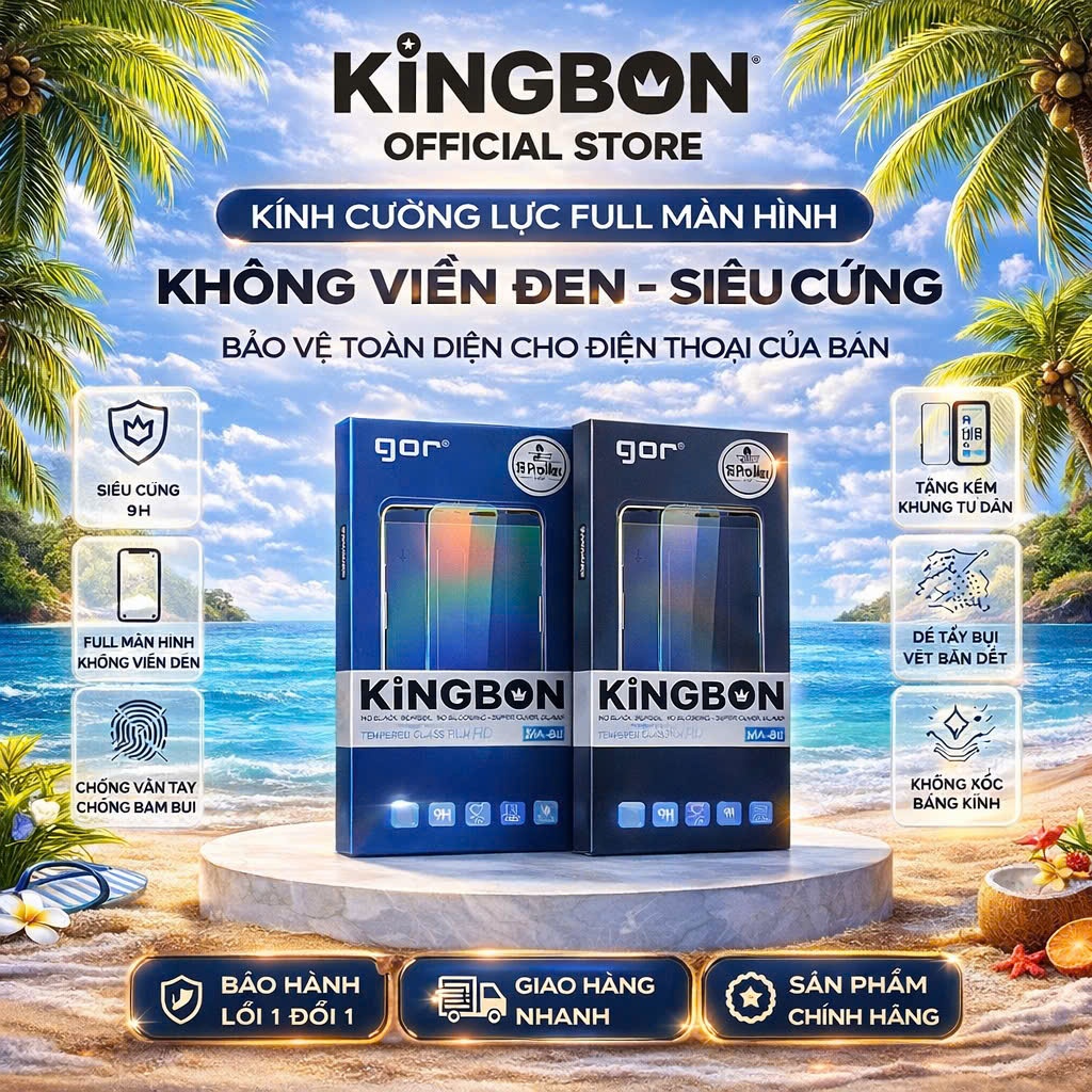 Kính Cường Lực iPhone Không Viền Đen Kèm Khung Tự Lấy Bụi Chính Hãng GOR x KiNGBON
