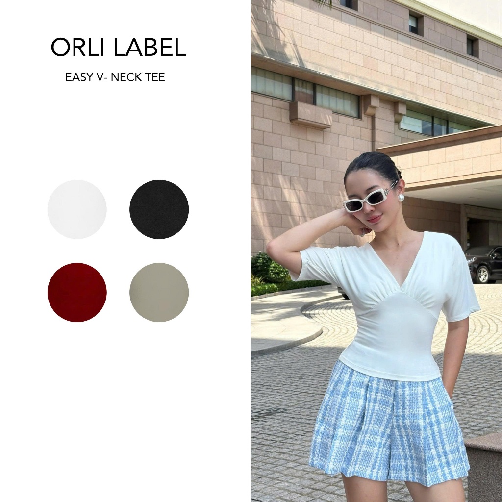 Orli Label | Ease V-Neck Tee | Áo thun cổ tim Đen/Trắng