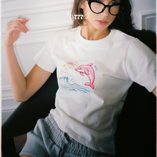 Áo Thun Babytee Local Brand 777ANGELS | 777 DOLPHIN BABY TEE, Cotton 2 Chiều, In nhiệt | 7BT - DP