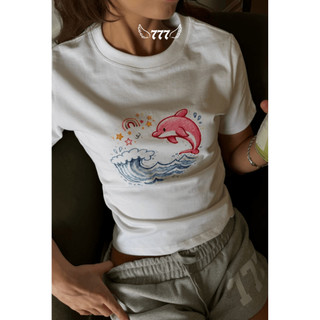 Áo Thun Babytee Local Brand 777ANGELS | 777 DOLPHIN BABY TEE, Cotton 2 Chiều, In nhiệt | 7BT - DP