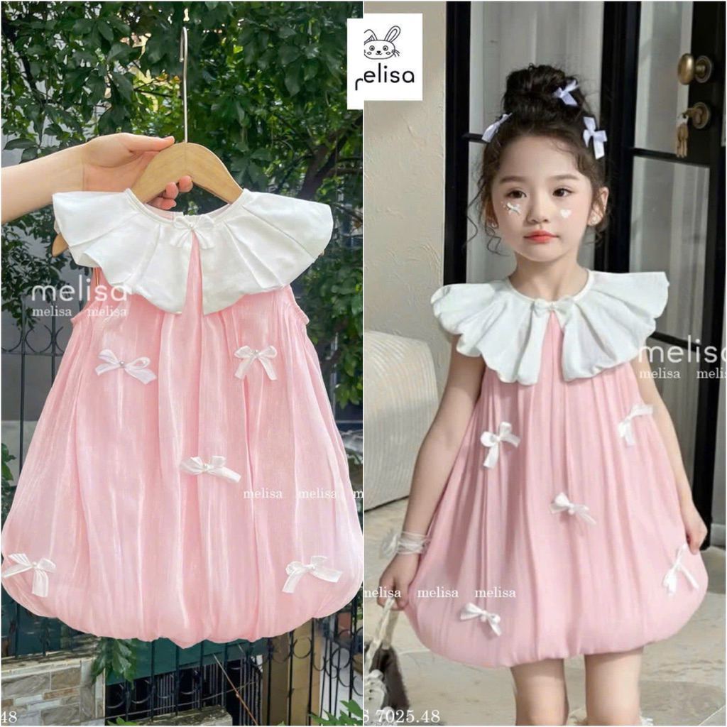 Set váy và váy đầm bé gái cao cấp mùa hè MLS J&J Luca, chất liệu mềm mát, thiết kế xinh, size 13-45kg