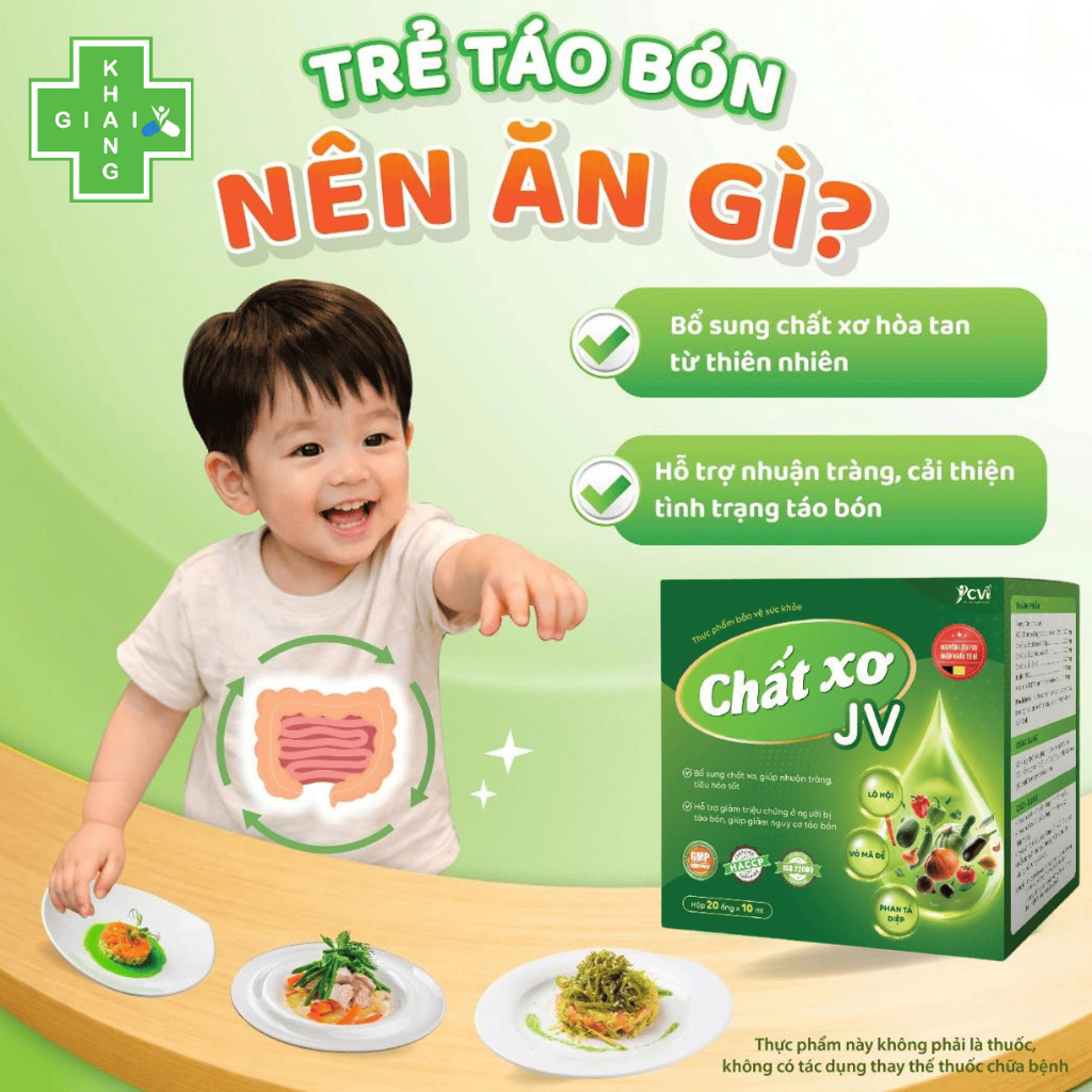 Dung dịch chất xơ JV giúp cải thiện táo bón, nuôi dưỡng đường ruột khỏe mạnh an toàn, hiệu quả cho cả nhà (Hộp 20 ống)