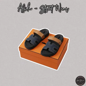 ⚡️[Hight Quality] Dép Lê Quai Ngang Chữ Sandal Full Box - Điểm Nhấn Quai Dán Cam Phối Canvas Cao Cấp Loại 1