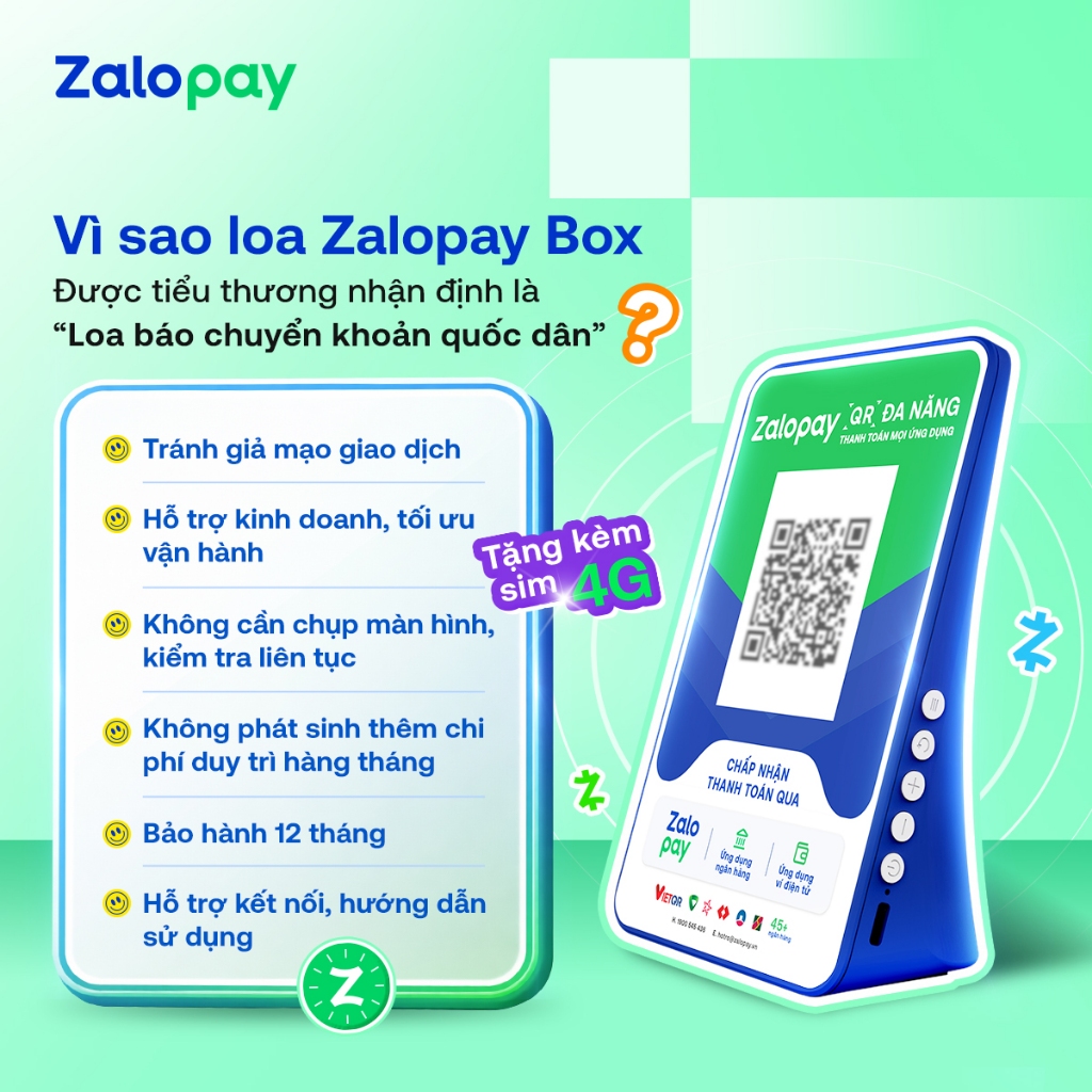 [Chính Hãng] Loa Thông Báo Chuyển Khoản - Zalopay Box V4 Bản Ưu Việt Sinh Lời Tự Động - Tặng Sim 4G