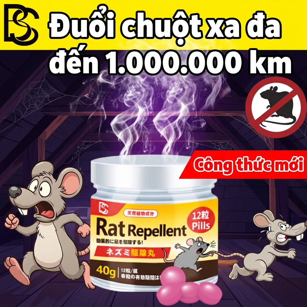 🐭 10,000 Năm Không Có Chuột! 🐭 Viên Diệt Chuột, Thuốc Đuổi Chuột, Gạch Đuổi Chuột Sản Xuất Từ Thiên Nhiên, Dễ Dùng, Hoạt