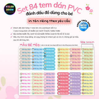 Set 84 Sticker Dán Đồ Dùng Cho Bé - Decal PVC chống thấm - Size 1x4cm