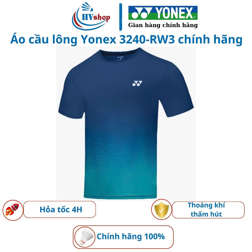 Áo cầu lông Yonex chính hãng 3240-RW3, thoáng khí, thấm hút mồ hôi tốt - HVShop