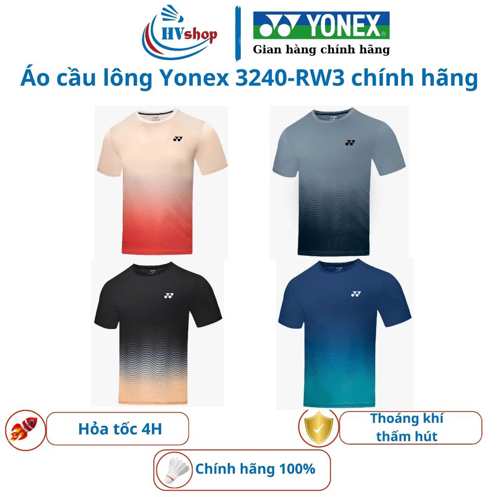 Áo cầu lông Yonex chính hãng 3240-RW3, thoáng khí, thấm hút mồ hôi tốt - HVShop