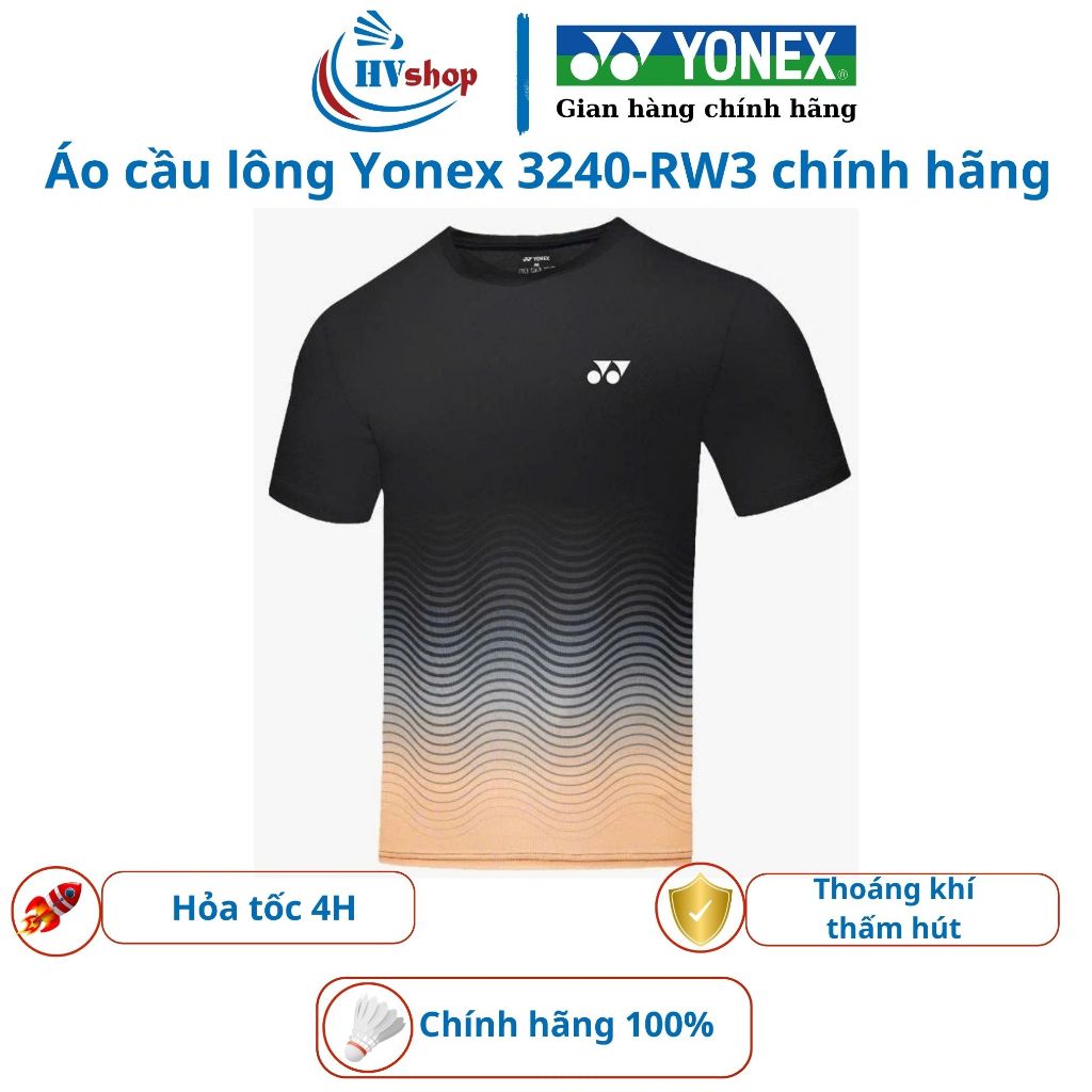 Áo cầu lông Yonex chính hãng 3240-RW3, thoáng khí, thấm hút mồ hôi tốt - HVShop