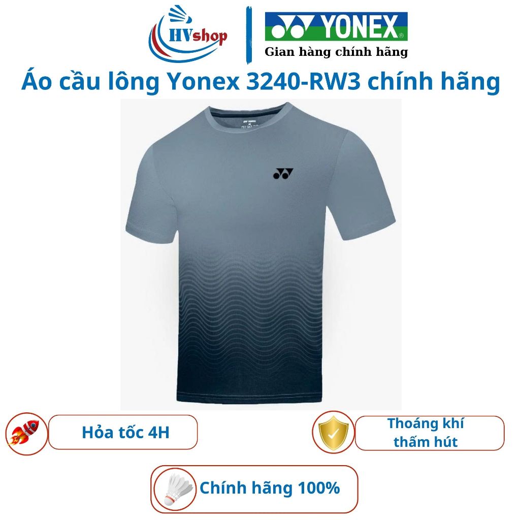Áo cầu lông Yonex chính hãng 3240-RW3, thoáng khí, thấm hút mồ hôi tốt - HVShop