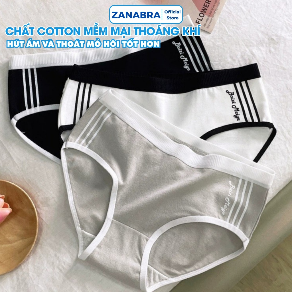 Quần lót nữ cotton nguyên chất co giãn ZANABRA thoáng khí kháng khuẩn L520