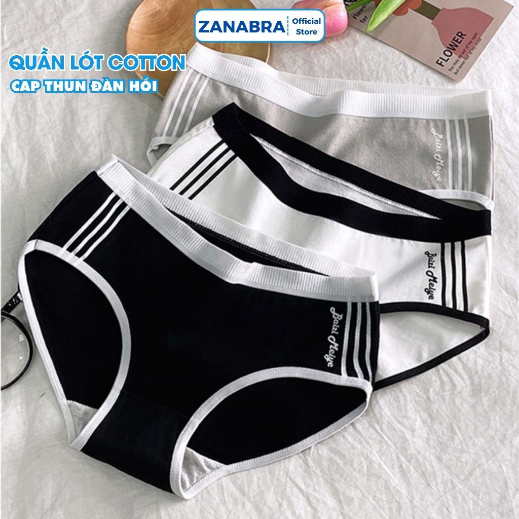 Quần lót nữ cotton nguyên chất co giãn ZANABRA thoáng khí kháng khuẩn L520