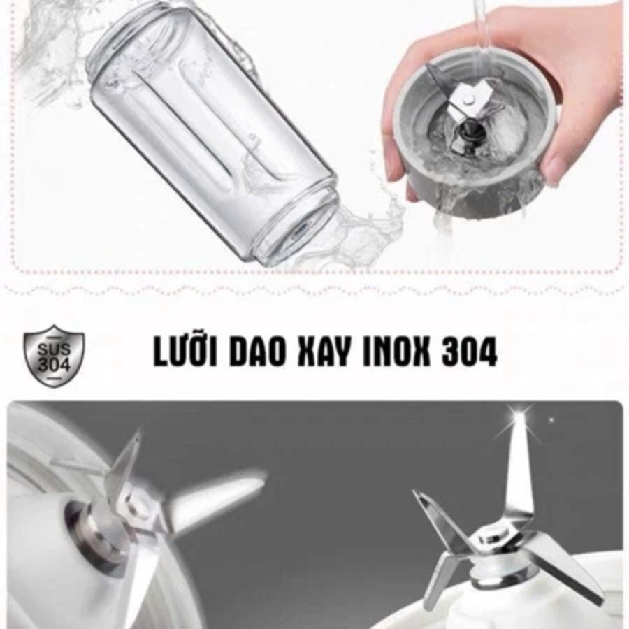 Máy Xay Sinh Tố Cầm Tay 0.4L Bear LLJ-C04W1 (BL-4H04M) - 150W, 2 Cối Xay Đá Viên - Hàng Chính Hãng