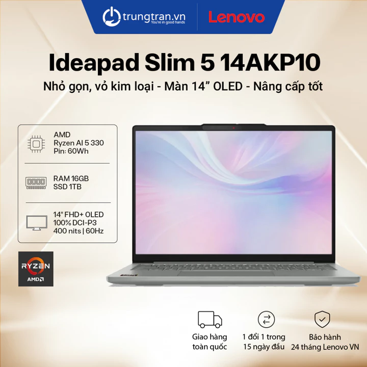 Lenovo IdeaPad Slim 5 14AKP10 83HX00B2VN | Ryzen AI 5 | 16GB | SSD 1TB | 14" FHD+ OLED | Trung Trần