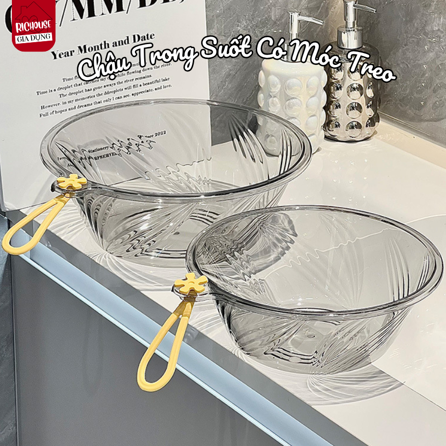 Chậu Rửa Mặt Nhựa Trong Cao Cấp, Chậu Rửa Mặt, Chậu Đựng Đồ Đa Năng, Decor Nhà Tắm Sang Trọng