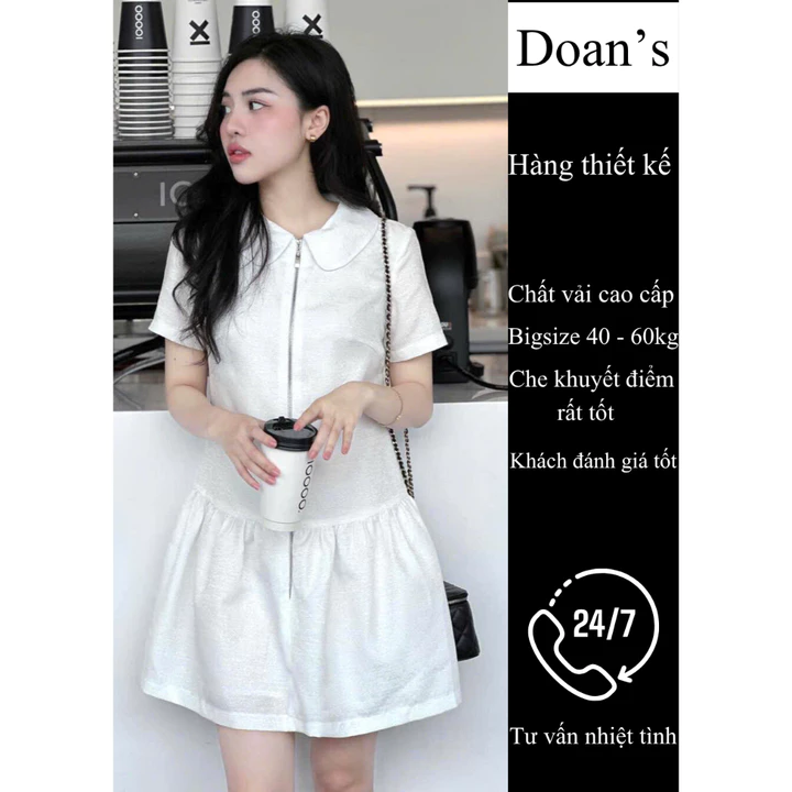 Đầm Nữ Cổ Sen dễ thương, Đầm Nữ Công Sở, Váy Đi Cà Phê,Đầm Babydoll Đi Chơi Trẻ Trung,Đầm bigsize Doan's DD01 – 3