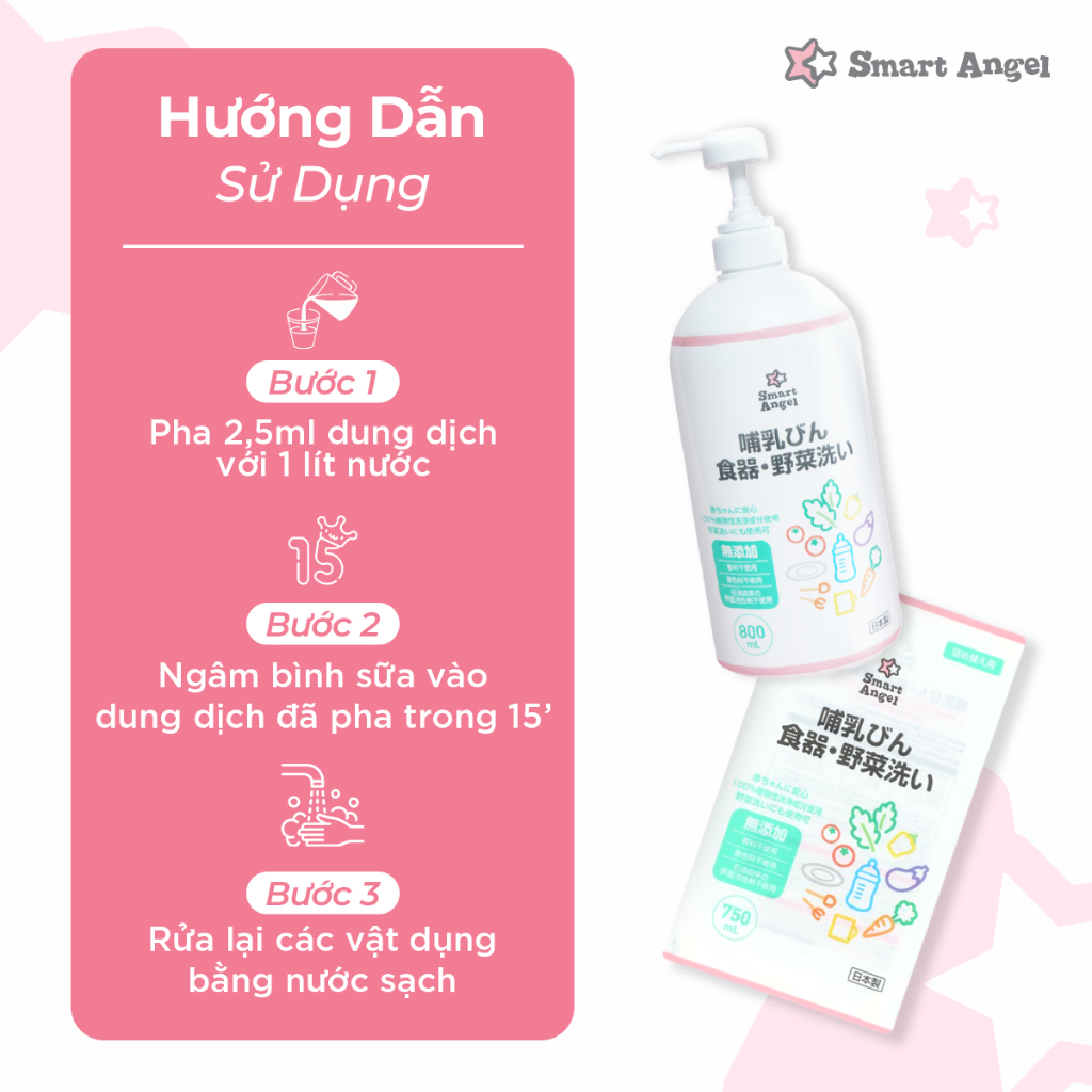 [DATE 12/2026] Combo Bình Nước Rửa Bình 800ml + Túi Nước Rửa Bình 750ml