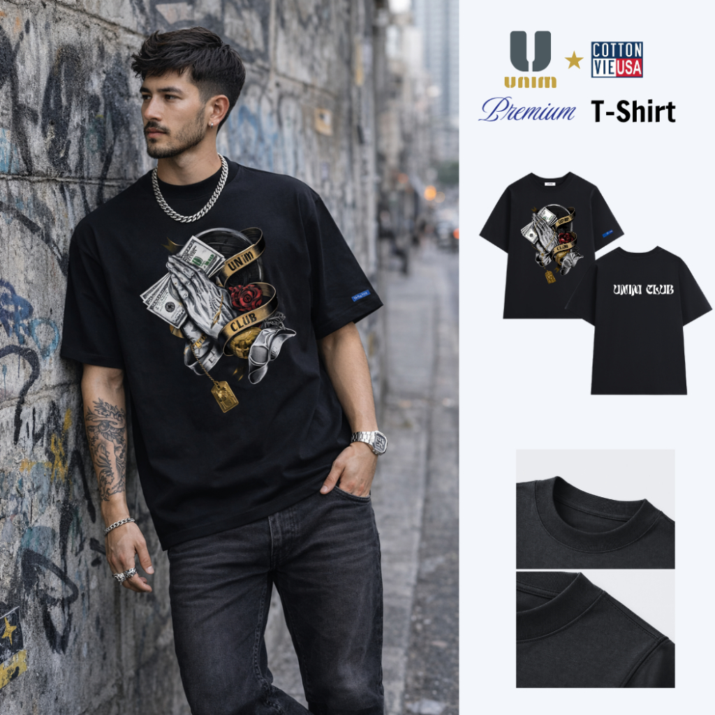Áo Thun Drill Diamond Unim Club Chất Liệu Cotton Cao Cấp Form Rộng Unisex Nam Nữ