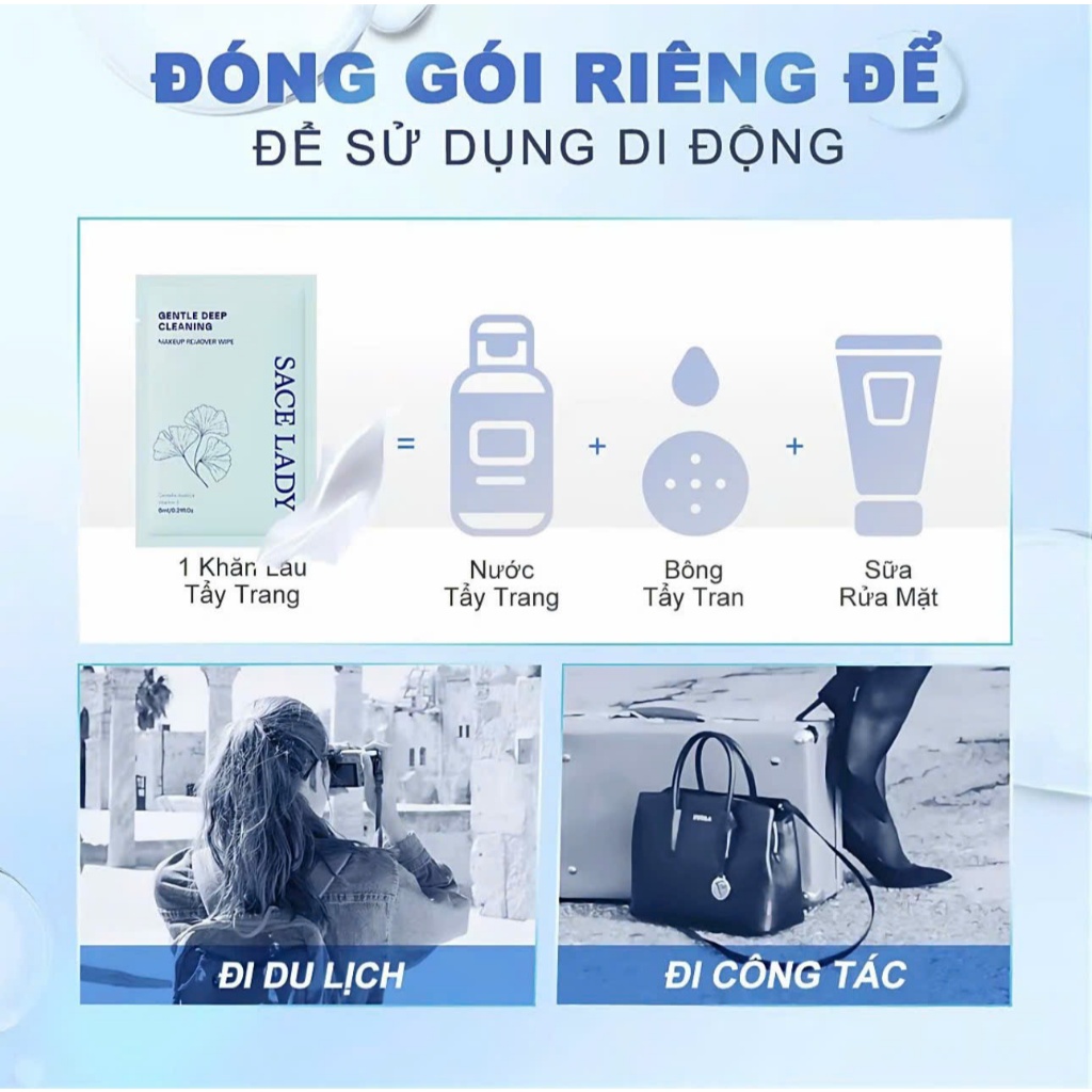 KHĂN ƯỚT TẨY TRANG SACE LADY ĐA NĂNG TIỆN DỤNG