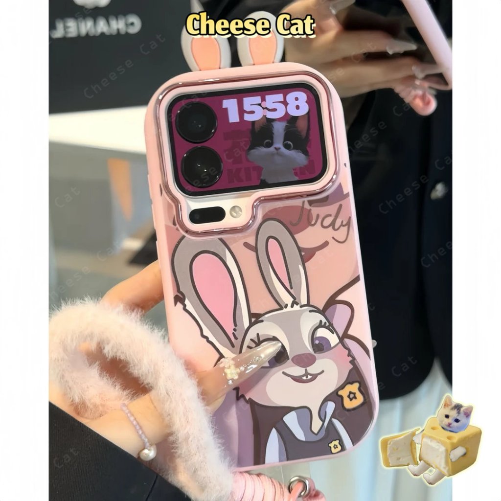 cáo Ốp iPhone cặp tai thỏ kèm đế gương cho iPhone 11 12 13 14 15 16 17 Pro Max Plus 17 Air Xs Max XR 7 8 Plus SE