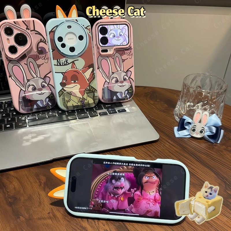 cáo Ốp iPhone cặp tai thỏ kèm đế gương cho iPhone 11 12 13 14 15 16 17 Pro Max Plus 17 Air Xs Max XR 7 8 Plus SE
