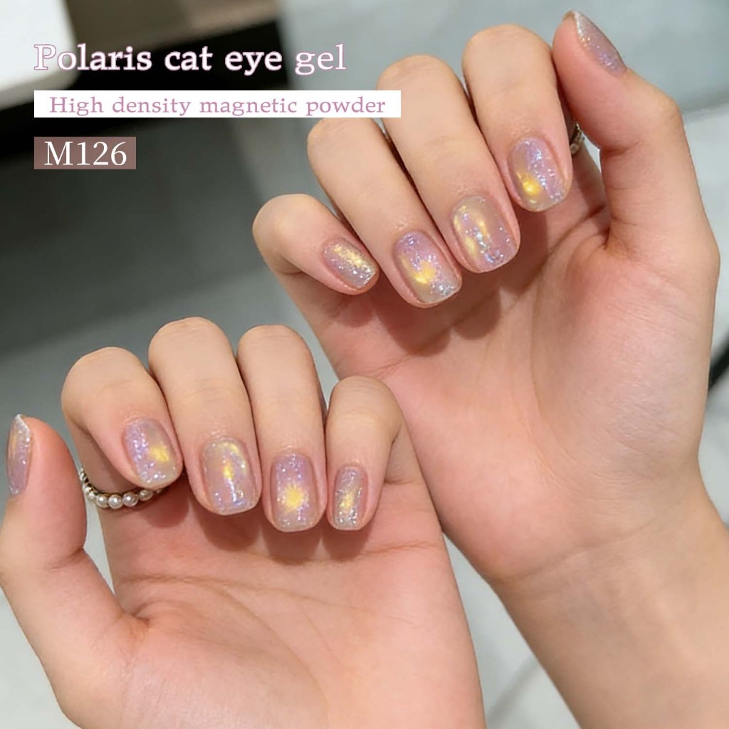 XEIJAYI 10ml - Sơn móng tay họa tiết mắt mèo màu vàng và hồng cổ điển, bền màu, thích hợp sử dụng tại salon.