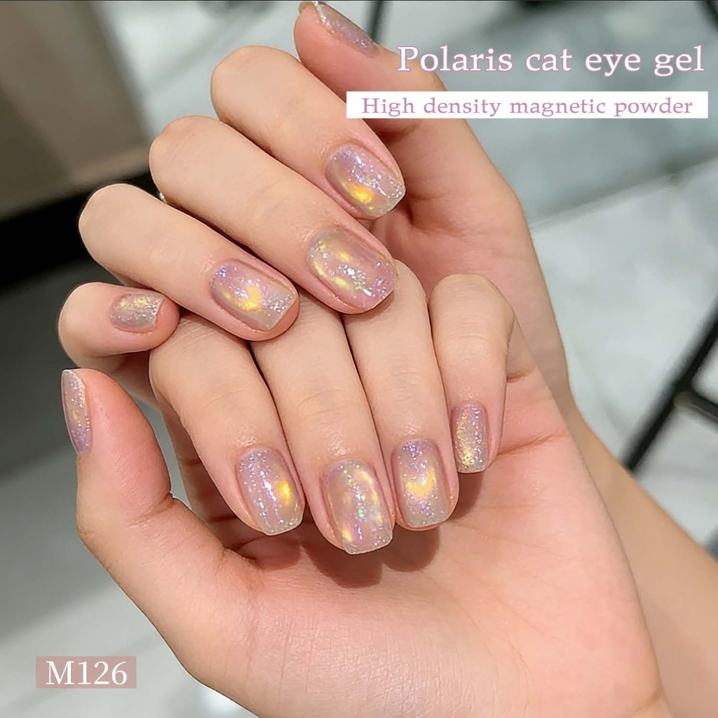 XEIJAYI 10ml - Sơn móng tay họa tiết mắt mèo màu vàng và hồng cổ điển, bền màu, thích hợp sử dụng tại salon.