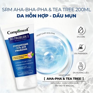 (Hàng Công TY) Sữa Rửa Mặt Compliment Làm Sạch Sâu, Hỗ Trợ Giảm Mụn Gel No Problem 200ml Duduhouse