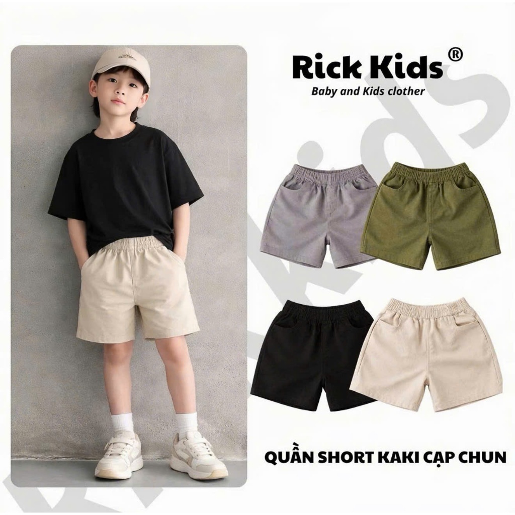 Quần Short kaki Cho bé Nam Nữ Unisex Phong Cách Năng Động Thoả Mái Cho Bé Đi Học Đi Chơi - Rickkids