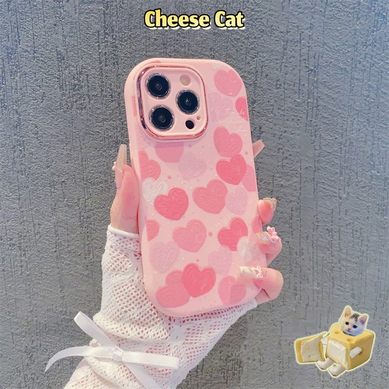 Ốp lưng iphone màu hồng tình yêu đơn giản có đế gương cho iPhone 11 12 13 14 15 16 17 Pro Max Plus 17 Air 7P Xs Max XR