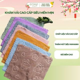 Khăn Lau Vải Cao Cấp Siêu Thấm Mềm Mịn Họa Tiết Gấu, Khăn Lau Tay, Lau Bếp, Gia đình Nhiều Màu