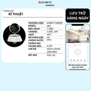 Camera Wifi Trong Nhà DOBEST Q6X Full HD Đàm Thoại 2 Chiều Camera Để Bàn Quan Sát 360