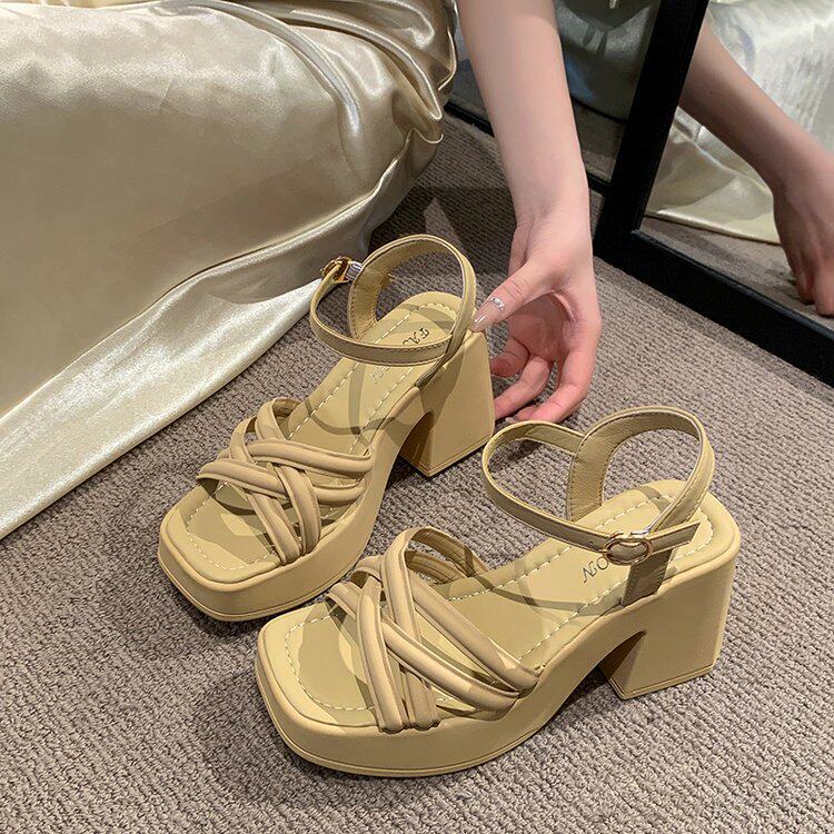 QUÀ TẶNG 01 CHUN TÓC--------------------------------Sandal Cao Gót Quai Chéo Gót Trụ – Thanh Lịch, Tôn Dáng & Dễ Phối Đồ