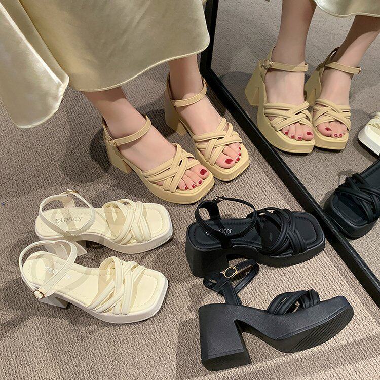 QUÀ TẶNG 01 CHUN TÓC--------------------------------Sandal Cao Gót Quai Chéo Gót Trụ – Thanh Lịch, Tôn Dáng & Dễ Phối Đồ
