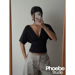 Áo Cánh Dơi Dáng Ôm Cổ V Nhún Eo - Phoebe Studio [AO00331]