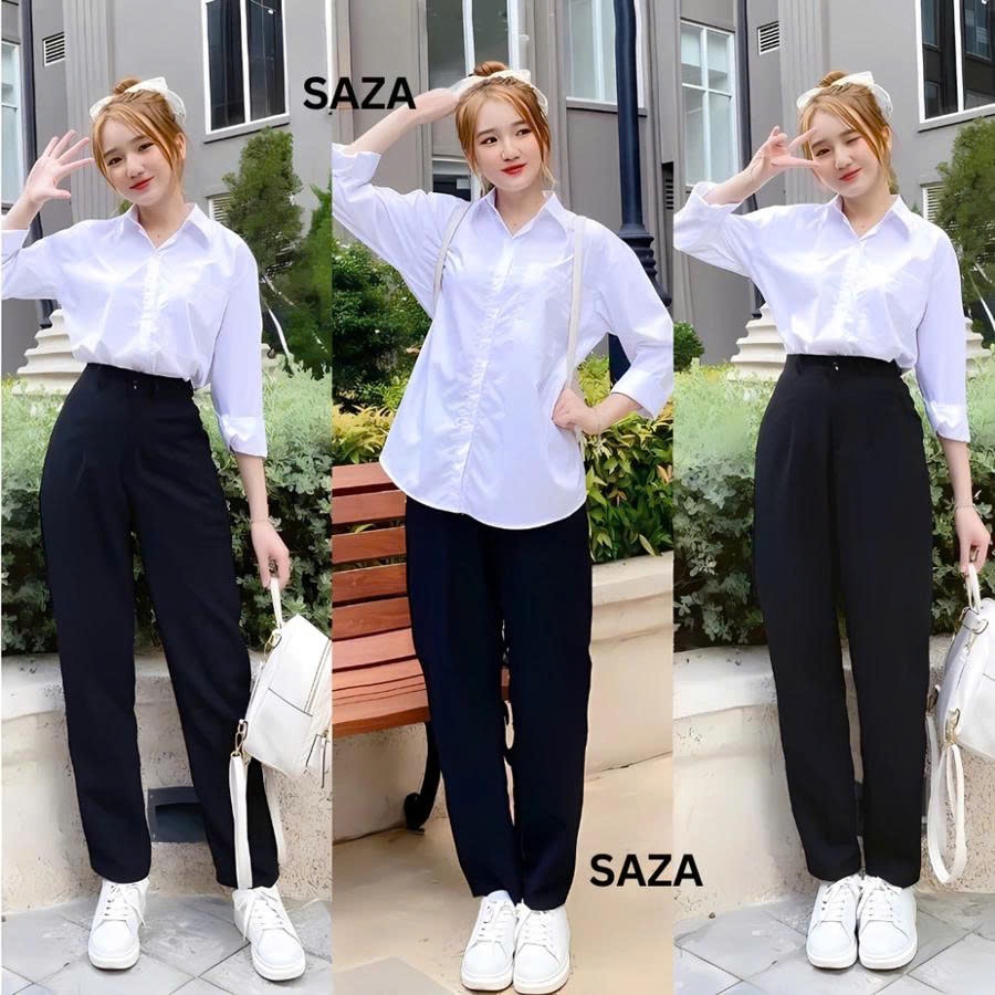 Quần tây nữ đi học 2 nút khuy cúc dọc cài lưng cao dáng quần baggy vải nữ học sinh cấp 3 dày co giãn nhẹ đi học đi làm