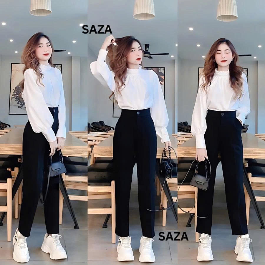 Quần tây nữ đi học 2 nút khuy cúc dọc cài lưng cao dáng quần baggy vải nữ học sinh cấp 3 dày co giãn nhẹ đi học đi làm
