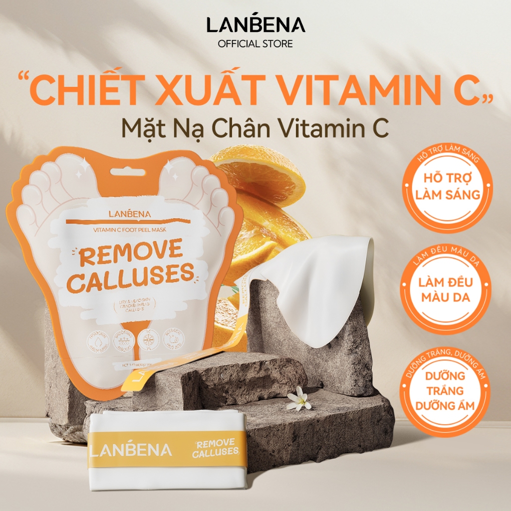 LANBENA Cặp mặt nạ chân  vitamin C (40g) - dạng lột tẩy tế bào chết làm giảm thâm và nếp nhăn dưỡng trắng da mịn màng