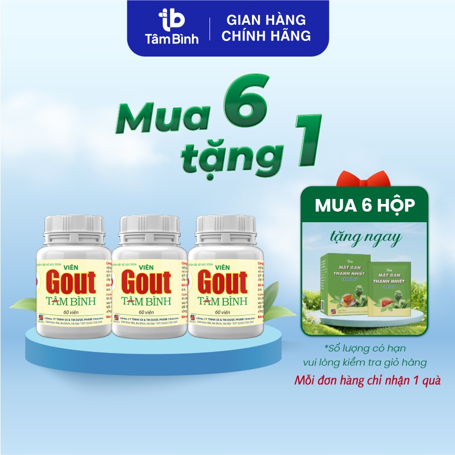 [Combo tiết kiệm] 6 hộp Viên Gout Tâm Bình - Người bị gout cấp và mãn tính, trợ đào thải axit uric, lợi tiểu