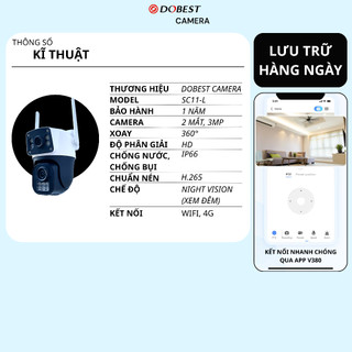 Camera Wifi Ngoài Trời DOBEST SC11-L IP67 Xoay 360 Đàm Thoại 2 Chiều Nhận Diện Chuyển Động