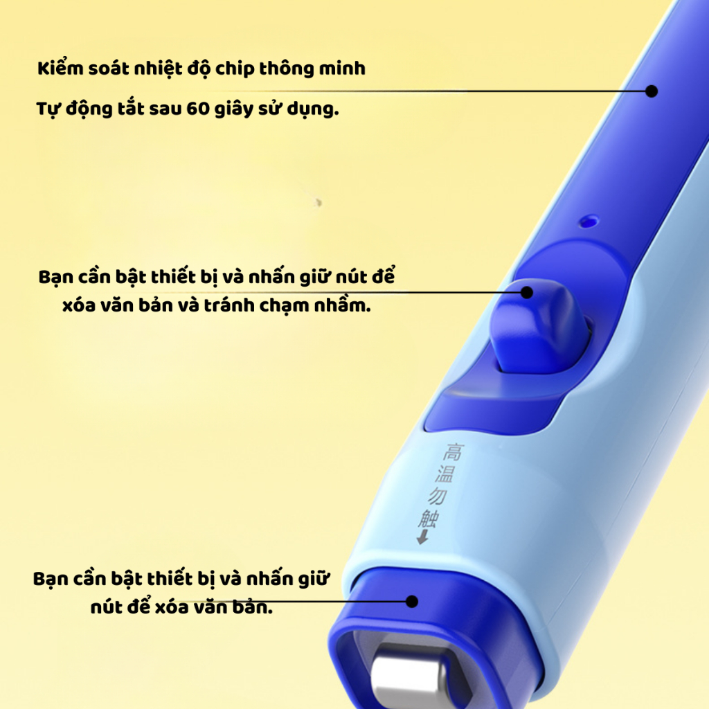 Bút Tẩy Xóa #2 Nhiệt Đa Năng - Chuyên Dùng cho MỰC xóa ,Không tẩy dc mực in , mực thường , Pin Khủng Dùng Cả Tháng