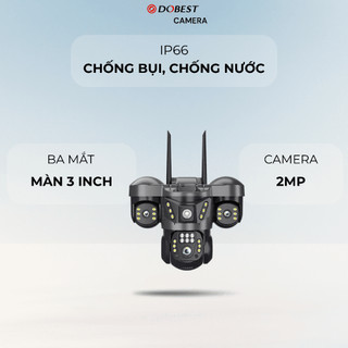 Camera 4G Ngoài Trời DOBEST SC29G 3 Mắt 3 Khung Hình Xoay 360 IP67 Dùng Sim 4G