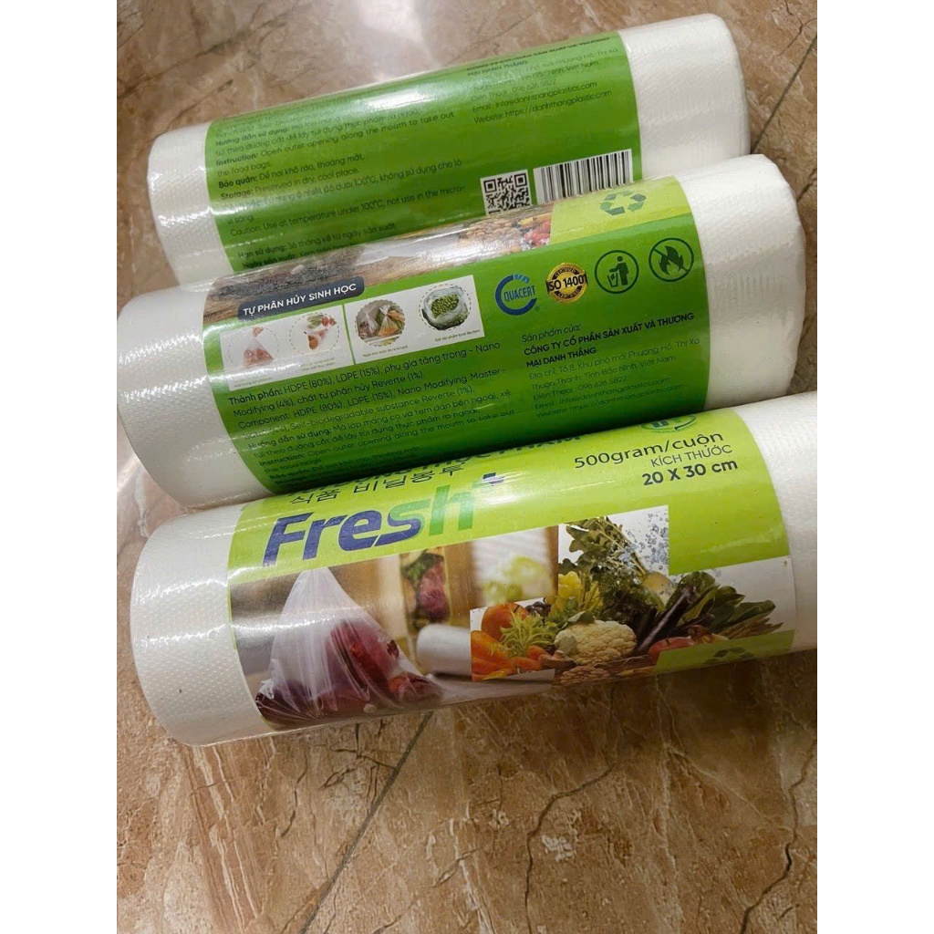 Túi đựng thực phẩm 500g/cuộn – Túi sinh học, thân thiện – Dùng bảo quản đồ ăn. Nhiều Kích Cỡ - Hàng Chính Hãng Có VAT