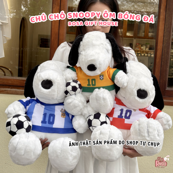 Gấu bông Snoopy ôm bóng đá mặc áo đội tuyển siêu mềm mịn – Quà tặng dễ thương cho bé & người yêu -  ROSA GIFT HOUSE