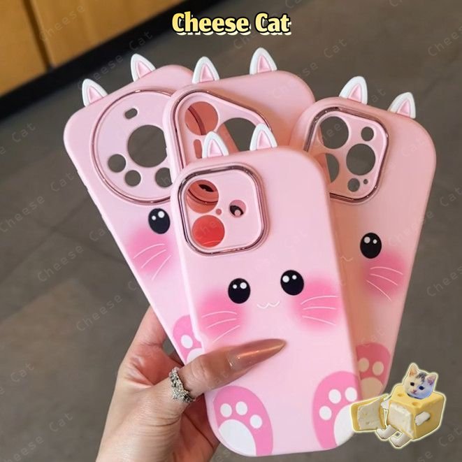 Ốp lưng iPhone tai mèo ba chiều màu hồng siêu dễ thương cho iPhone 13 12 11 14 15 16 17 Pro Max 17 Air 7 8 SE Xs Max XR