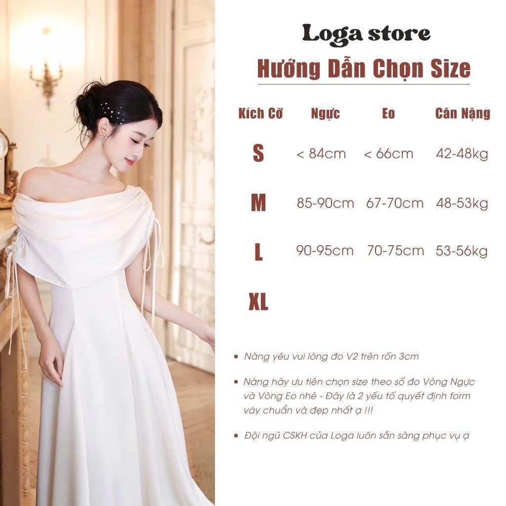 Đầm lụa trễ vai dáng dài trễ vai phong cách tiểu thư sang chảnh, đầm dự tiệc dáng xoè trễ vai Logastore_L103